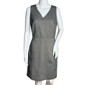 Banana Republic Dress Womens 4 Black Silver‎ Geometric Metallic Print Preppy